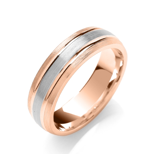Rose Gold Court matt centre parallel groove Plain Ring Wedding Rings & Bands