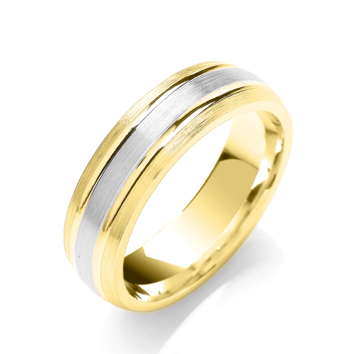 Yellow Gold Court matt centre parallel groove Plain Ring Wedding Rings & Bands