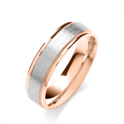 Rose Gold Flat court matt centre polish edge Plain Ring Wedding Rings & Bands