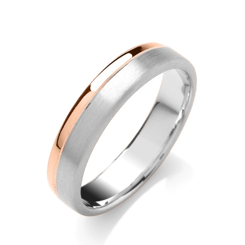 Rose Gold Court profile matt polished finish groove Plain Ring Wedding Rings & Bands