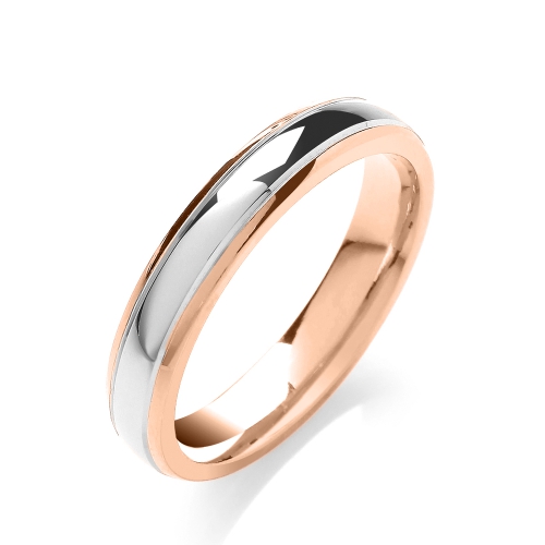 Rose Gold Court profile track edge two colour Plain Ring Wedding Rings & Bands