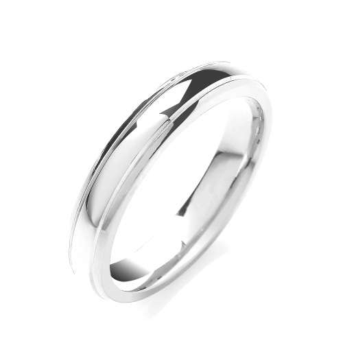 White Gold Court profile track edge two colour Women's Plain Wedding Rings & Bands