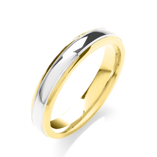 Yellow Gold Court profile track edge two colour Plain Ring Wedding Rings & Bands
