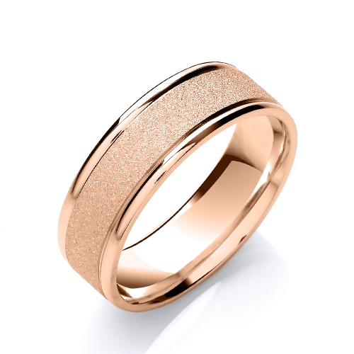 Rose Gold Grind stone sandblast centre polished edges Plain Ring Wedding Rings & Bands