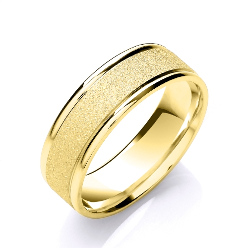 Yellow Gold Grind stone sandblast centre polished edges Plain Ring Wedding Rings & Bands