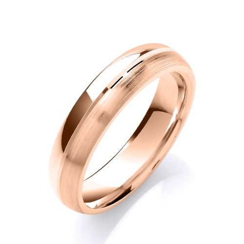 Rose Gold Court matt and polished finish groove profile Plain Ring Wedding Rings & Bands