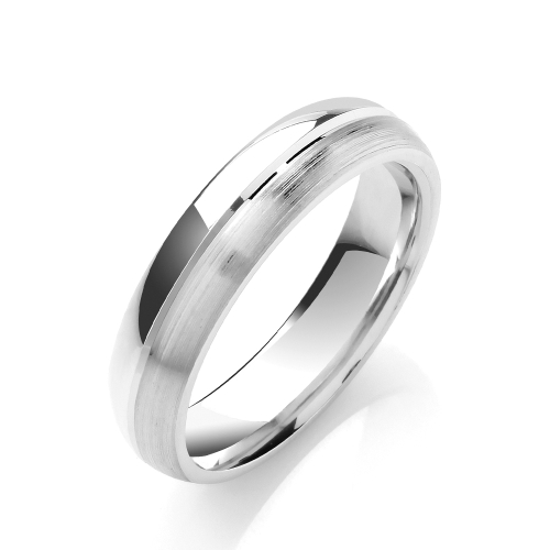 White Gold Court matt and polished finish groove profile Women's Plain Wedding Rings & Bands