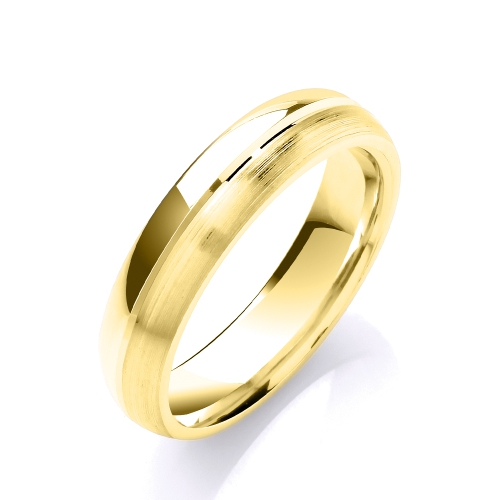 Yellow Gold Court matt and polished finish groove profile Plain Ring Wedding Rings & Bands