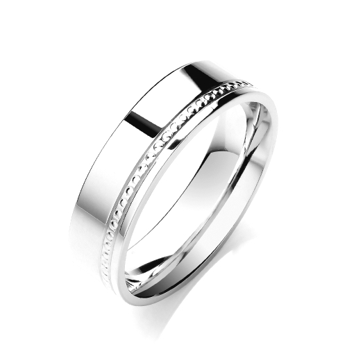 White Gold Flat court mill grain profile Women's Plain Wedding Rings & Bands