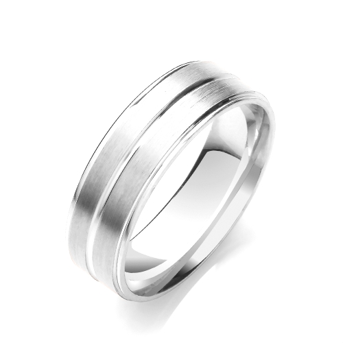 White Gold Two colour track edges centre Women's Plain Wedding Rings & Bands