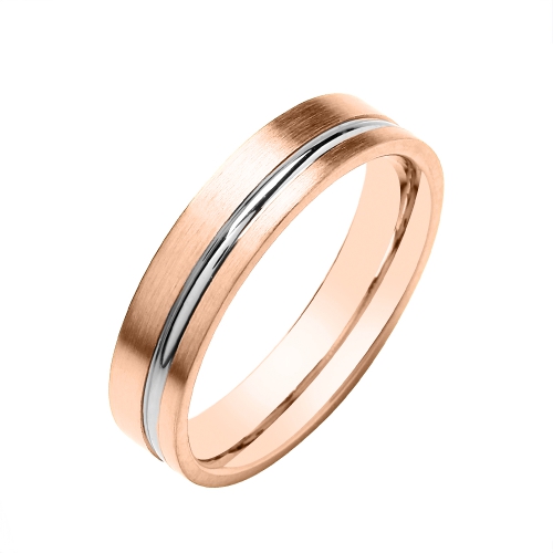 Rose Gold Flat court with groove matt polished finish Plain Ring Wedding Rings & Bands