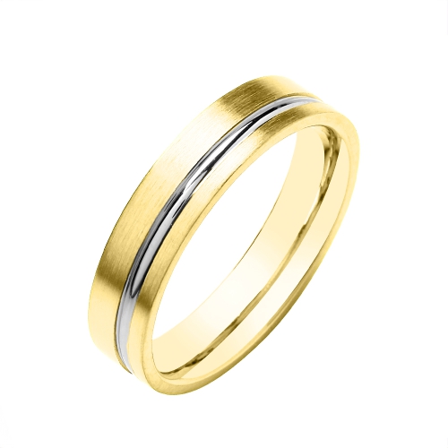 Yellow Gold Flat court with groove matt polished finish Plain Ring Wedding Rings & Bands