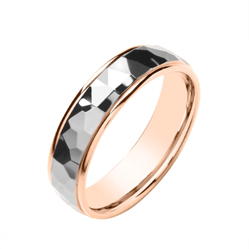 Rose Gold Hammered court polished finish Plain Ring Wedding Rings & Bands