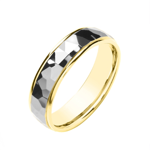 Yellow Gold Hammered court polished finish Plain Ring Wedding Rings & Bands