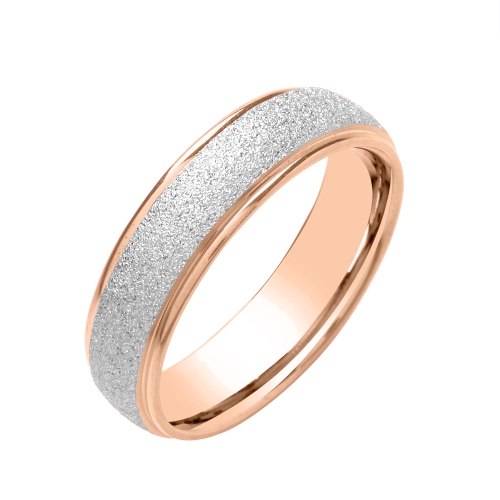 Rose Gold Court grind stone sandblast centre and polished edges profile Plain Ring Wedding Rings & Bands