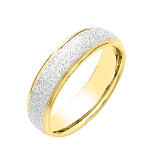 Yellow Gold Court grind stone sandblast centre and polished edges profile Plain Ring Wedding Rings & Bands