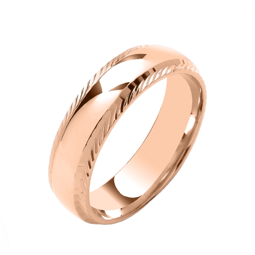 Rose Gold Traditional court diamond cut edges profile Plain Ring Wedding Rings & Bands