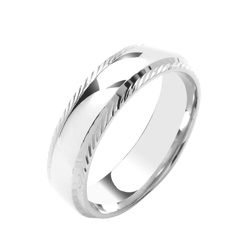 White Gold Traditional court diamond cut edges profile Women's Plain Wedding Rings & Bands