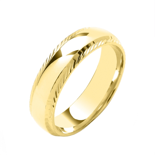 Yellow Gold Traditional court diamond cut edges profile Plain Ring Wedding Rings & Bands