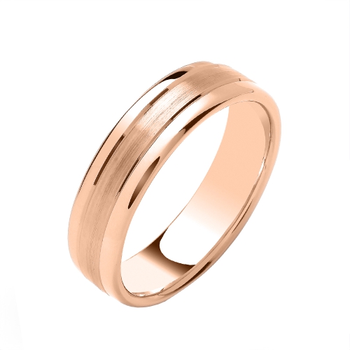 Rose Gold Soft court polished edges matt centre Plain Ring Wedding Rings & Bands