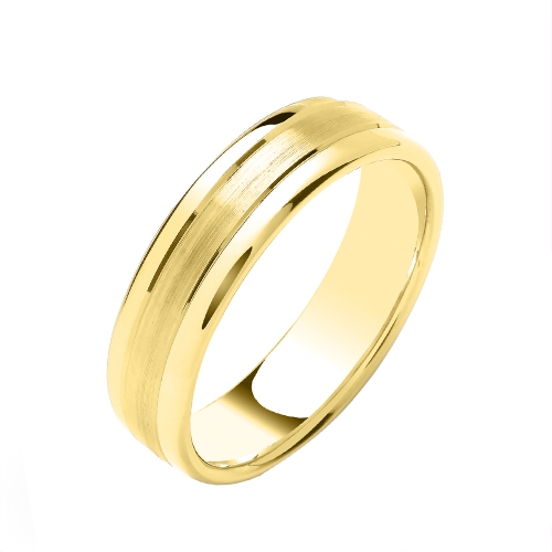 Yellow Gold Soft court polished edges matt centre Plain Ring Wedding Rings & Bands