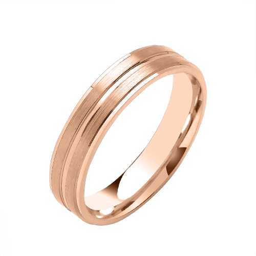 Rose Gold Flat court track edges centre Plain Ring Wedding Rings & Bands