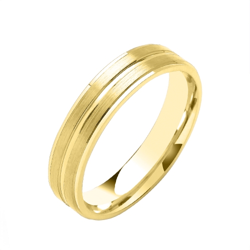 Yellow Gold Flat court track edges centre Plain Ring Wedding Rings & Bands