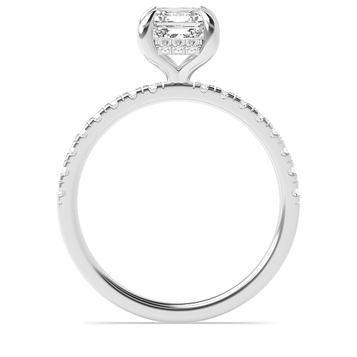 4 Prong Asscher tiger claws hidden halo Engagement Rings