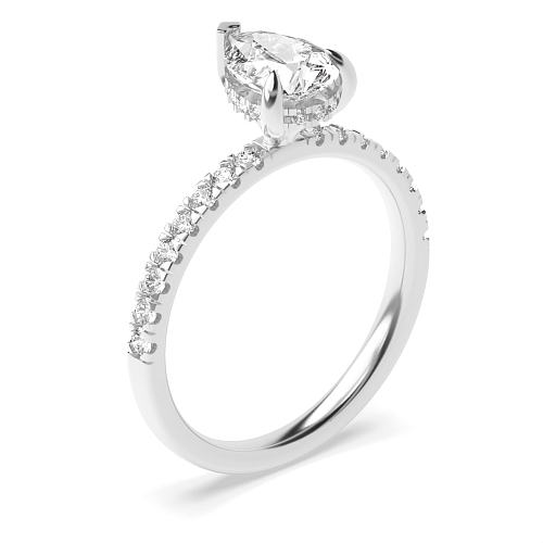 Prong Pear tiger claws hidden halo Engagement Rings