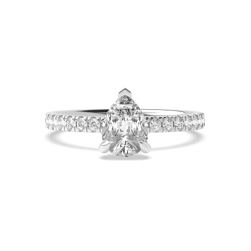 Prong Pear tiger claws hidden halo Engagement Rings