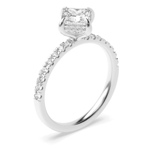 4 Prong Princess Halo Engagement Ring