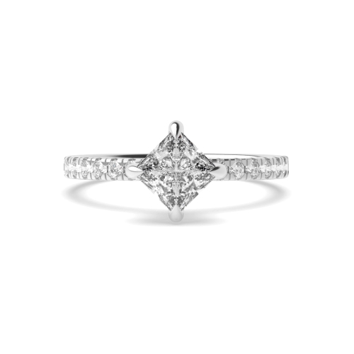 4 Prong Princess Halo Engagement Ring