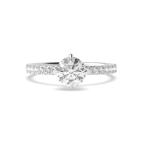 4 Prong Round tiger claws hidden halo Engagement Rings