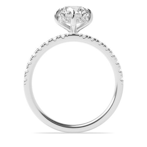 4 Prong Round tiger claws hidden halo Engagement Rings