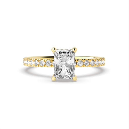 4 Prong Yellow Gold tiger claws hidden halo Engagement Rings