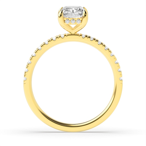 4 Prong Yellow Gold tiger claws hidden halo Engagement Rings