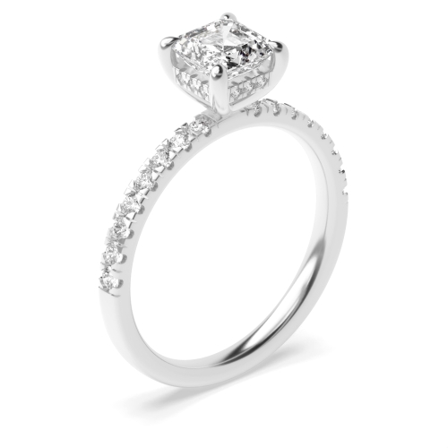4 prong setting oval shape hidden halo side stone Engagement Rings