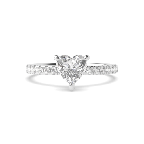 Prong Heart Halo Engagement Ring