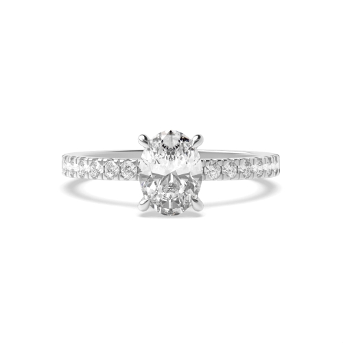4 Prong Oval Halo Engagement Ring