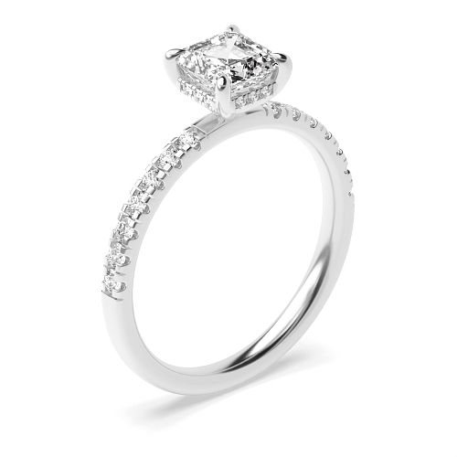 Asscher Side stone hidden Engagement Rings