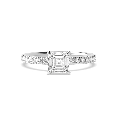 Asscher Side stone hidden Engagement Rings