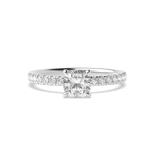 Cushion Side stone hidden Halo Engagement Rings