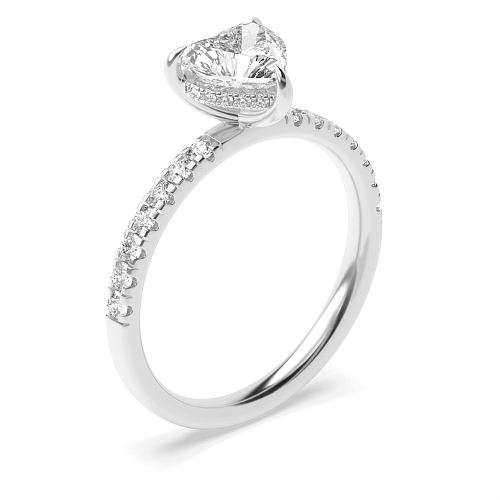 Prong Heart Side stone hidden Engagement Rings
