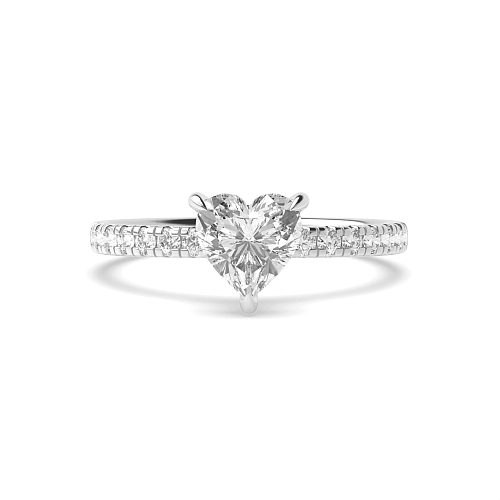 Prong Heart Side stone hidden Engagement Rings