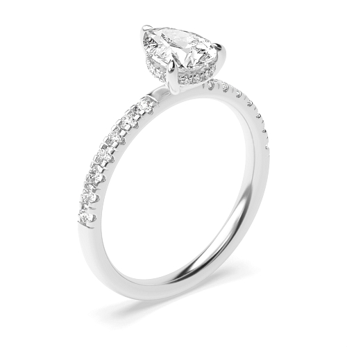 Prong Pear Side stone hidden Engagement Rings