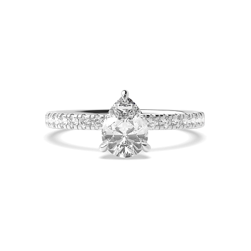 Prong Pear Side stone hidden Engagement Rings