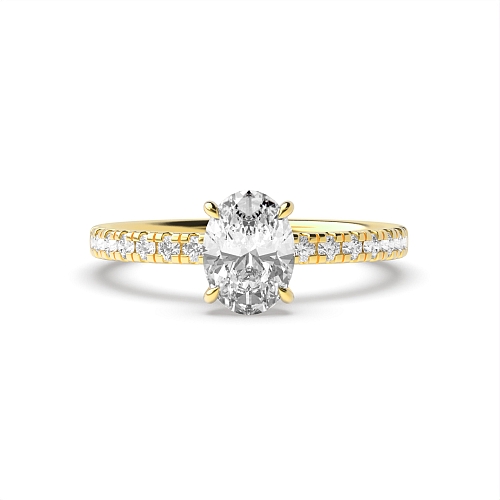 Yellow Gold stone hidden Side Stone Engagement Rings
