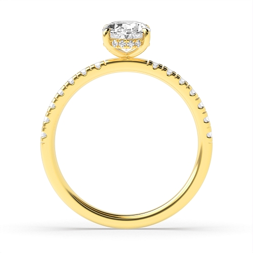 Yellow Gold stone hidden Side Stone Engagement Rings