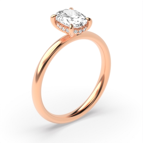 Rose Gold hidden halo clawed prongs Halo Engagement Rings