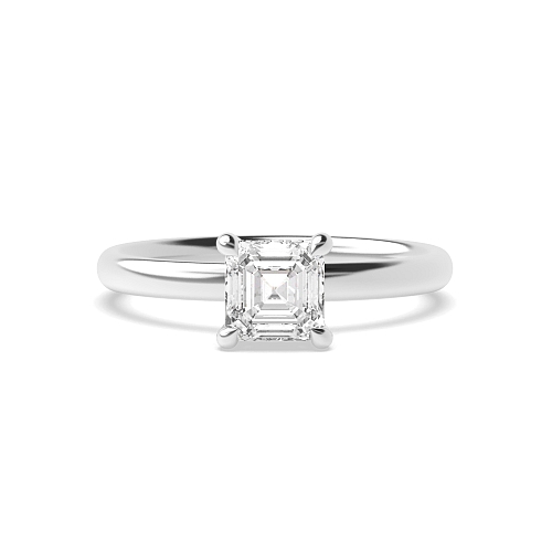 Asscher hidden halo clawed prongs Engagement Rings
